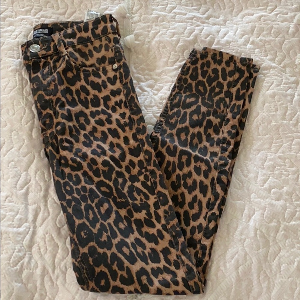 Zara animal print skinny jeans